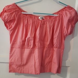 Coral peasant top